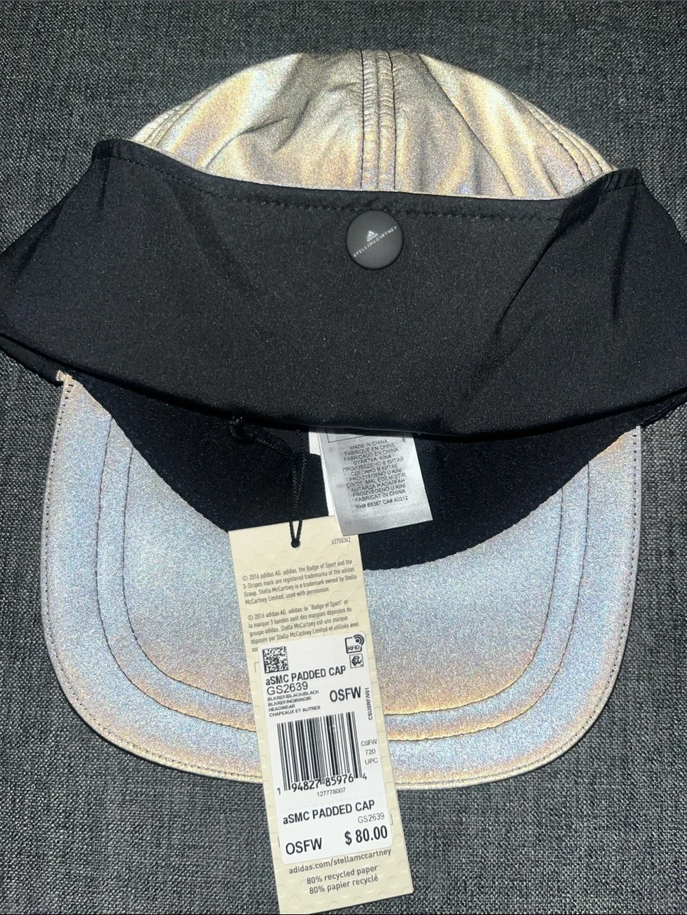 Adidas Stella McCartney Metallic Black Logo Baseball Cap